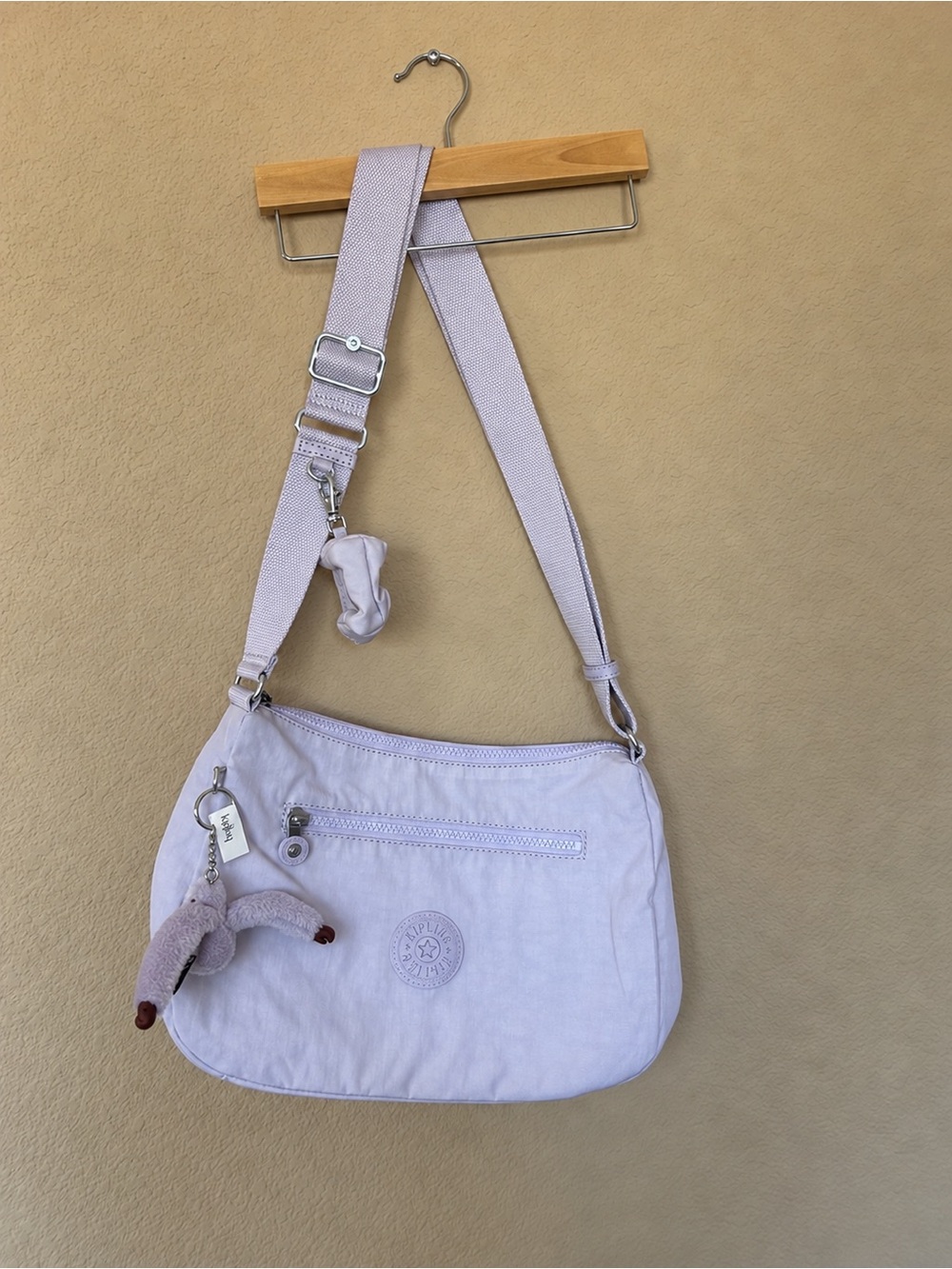 Kipling Lavender Crossbody Shoulder Bag Monkey Charm KI9262